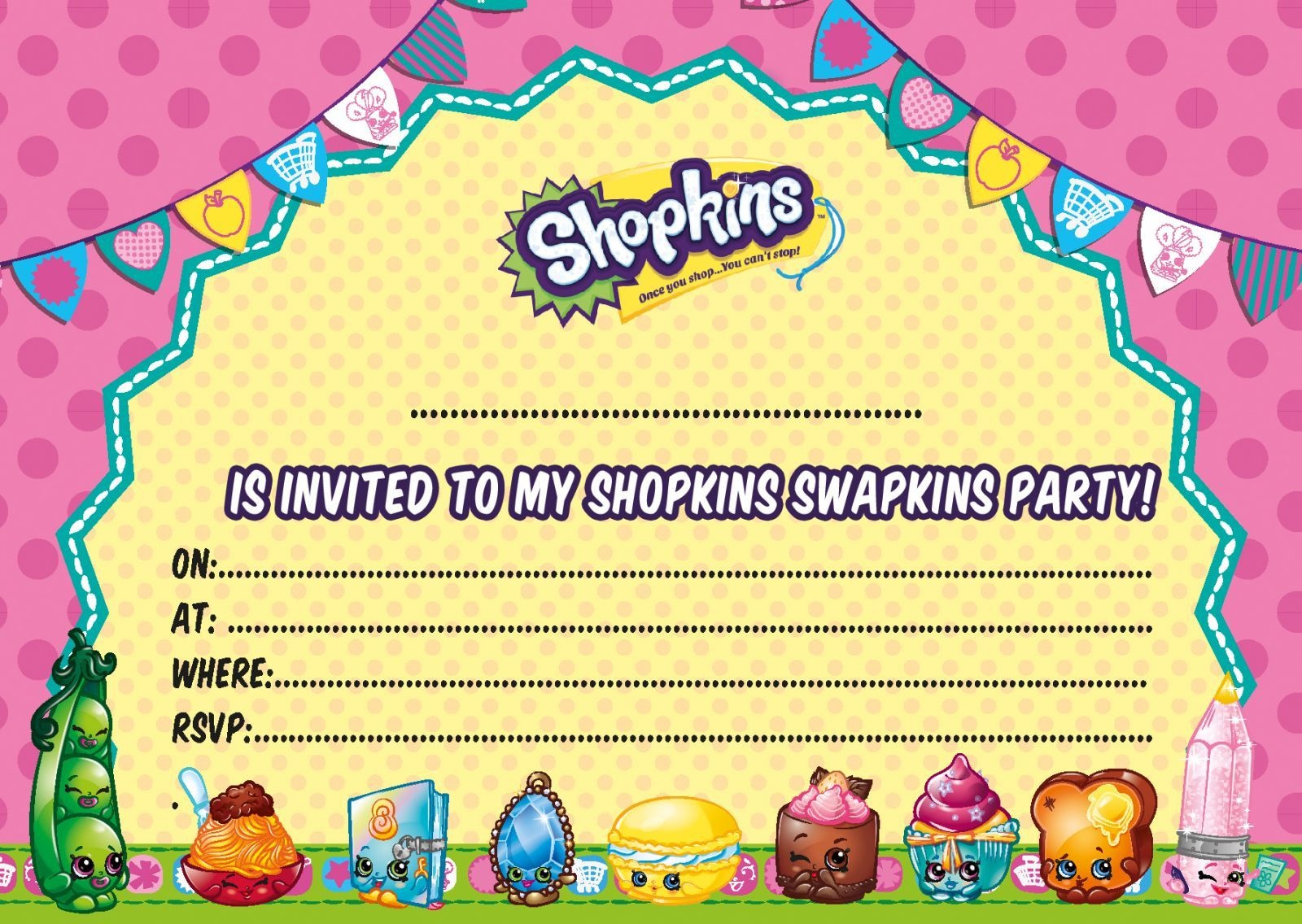 Updated - Free Printable Shopkins Birthday Invitation Template - Free Printable Shopkins Invitations