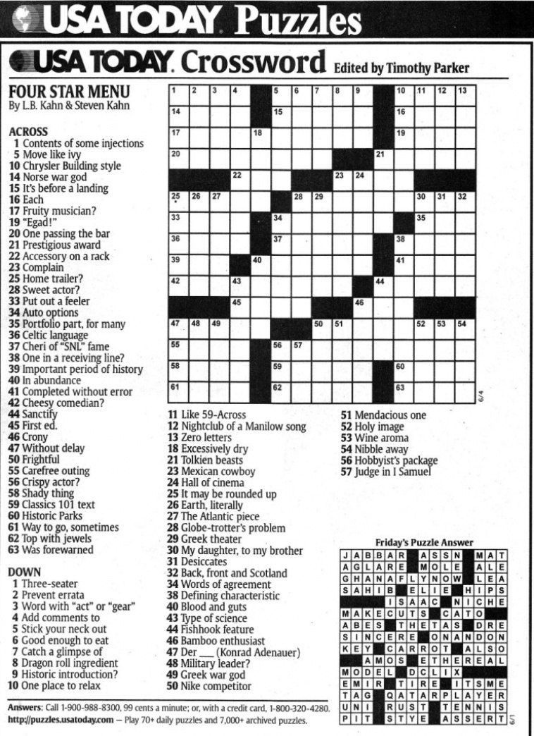 Usa Today Printable Crossword | Freepsychiclovereadings In Usa Today - Free Printable Crosswords Usa Today
