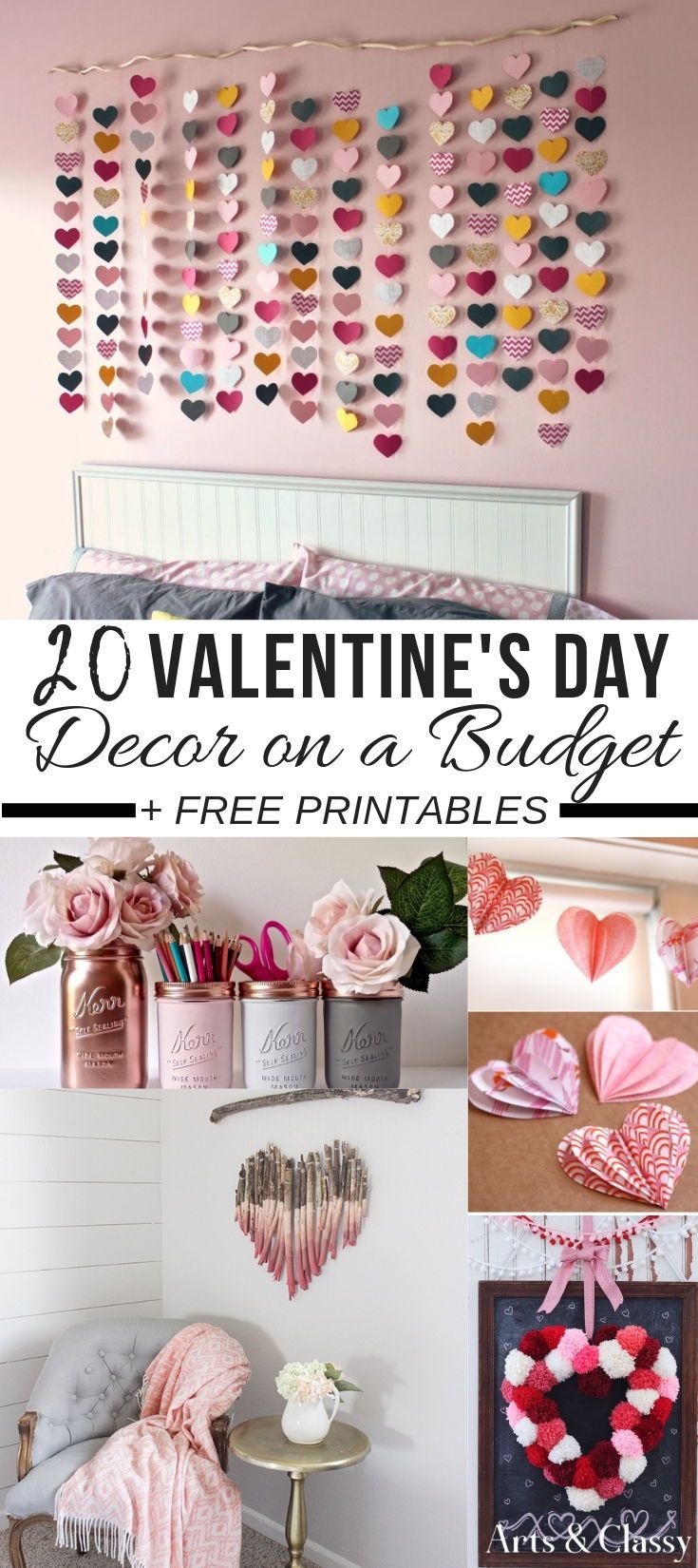 Valentine&amp;#039;s Day Decor On A Budget + Free Printables | Valentines - Free Printable Valentine&amp;amp;#039;s Day Decorations