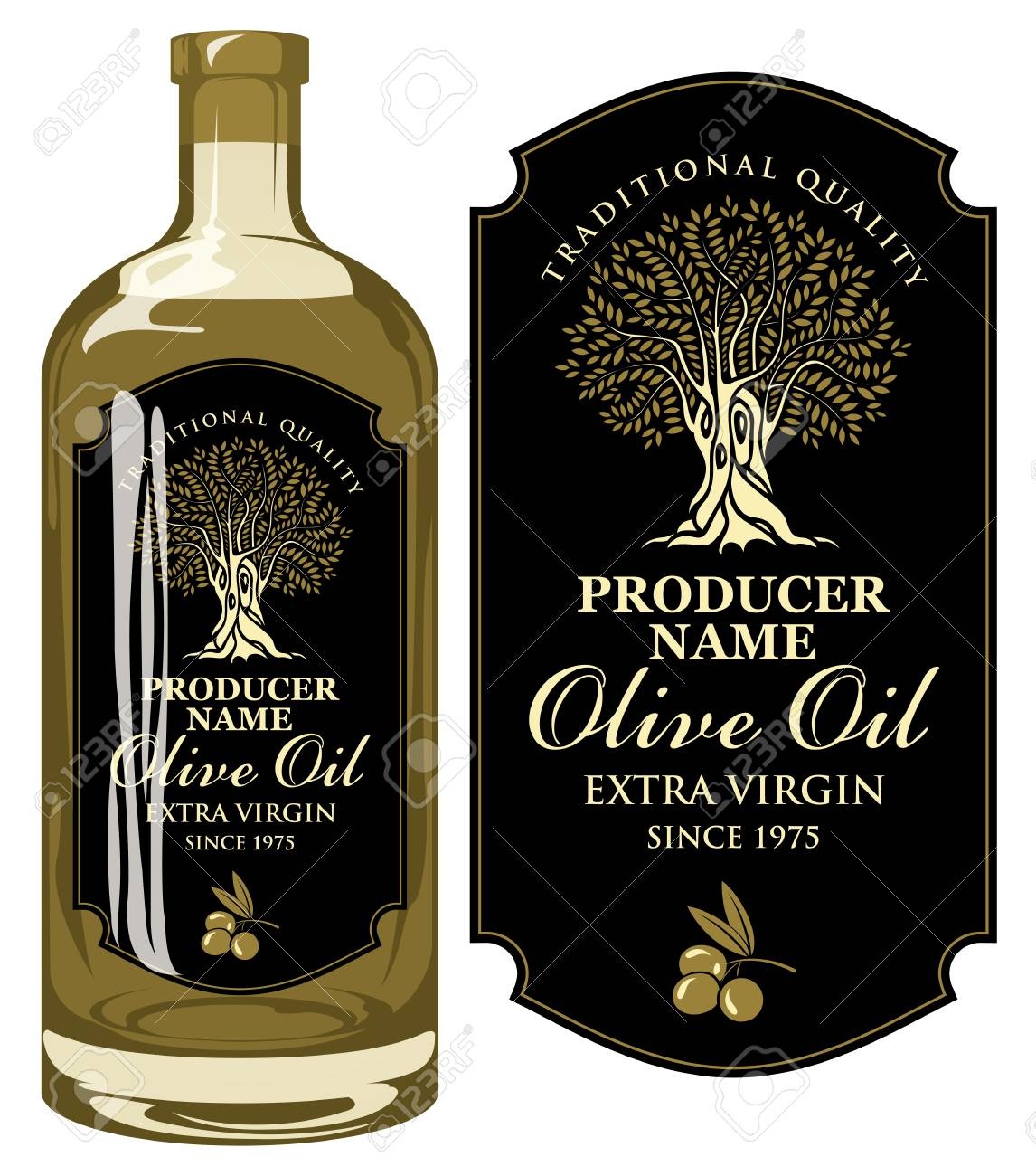 Vector Label For Extra Virgin Olive Oil With Handwritten - Free Printable Olive Oil Labels