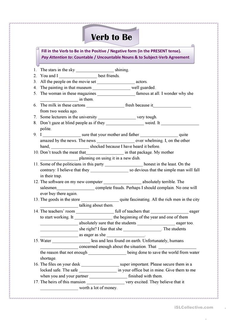 Verb To Be For Advanced Students Worksheet - Free Esl Printable - Free Printable Grammar Worksheets For Highschool Students