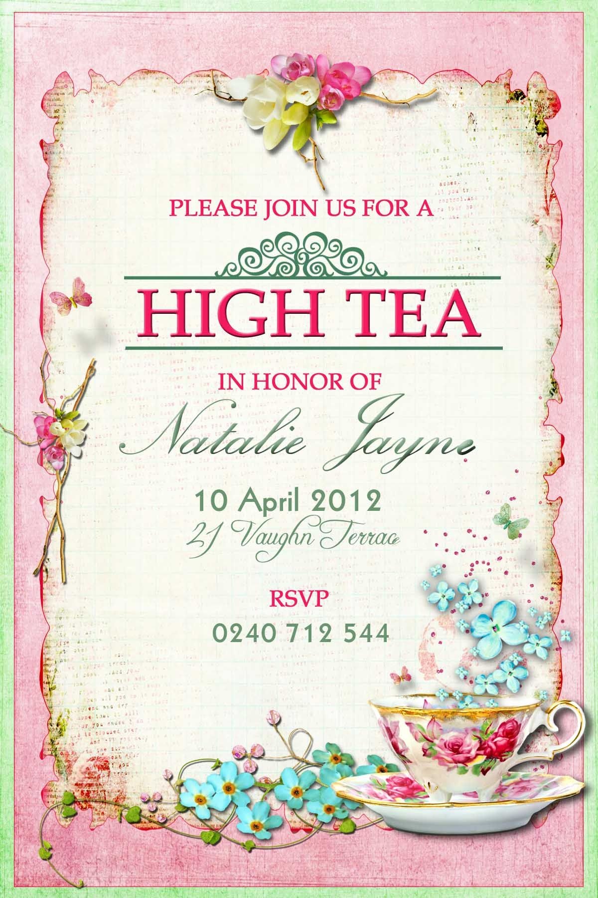 Victorian High Tea Party Invitations_Surprise Party Invitation - Free Printable Kitchen Tea Invitation Templates