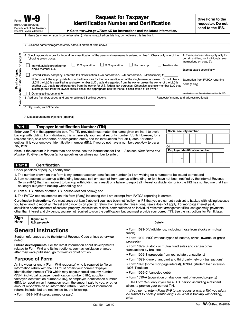W-9 Form: Fillable &amp;amp; Printable Irs Template Online (2018-2019) - W9 Free Printable Form 2016