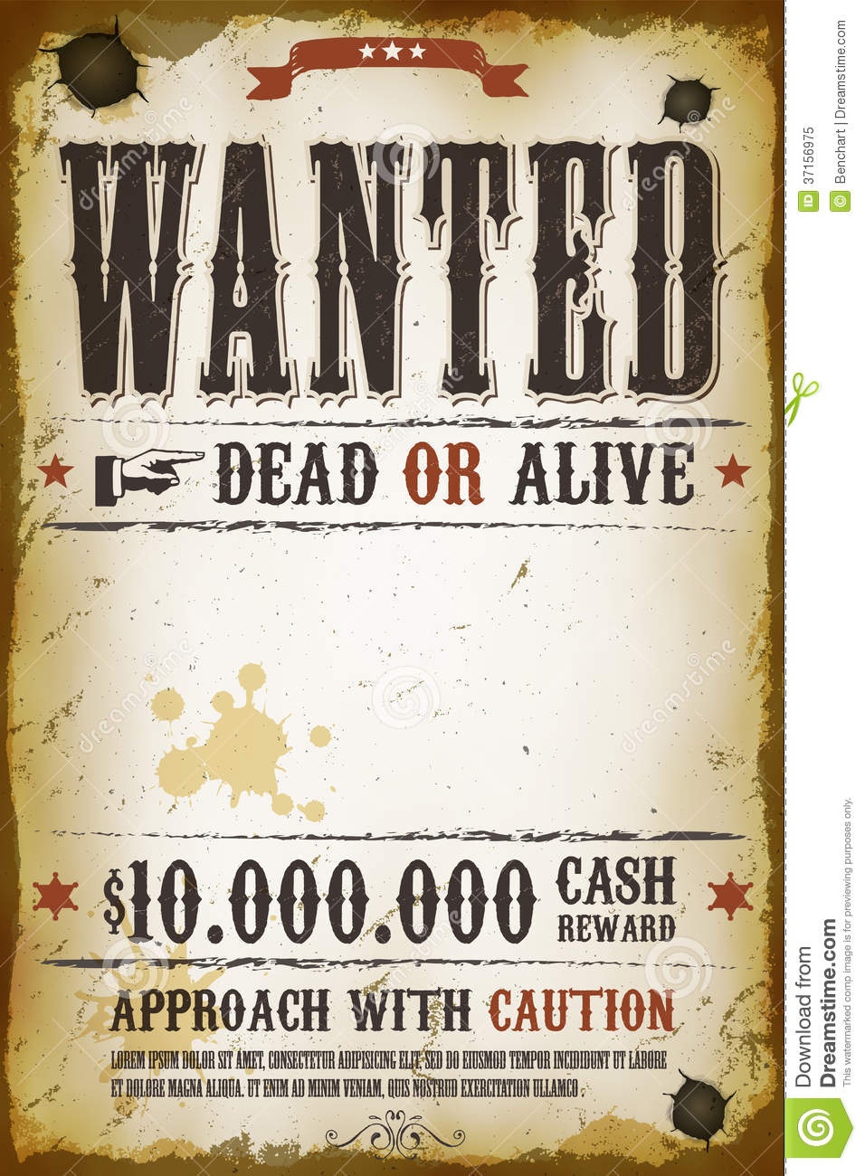 Wanted Vintage Western Poster Stock Vector - Illustration Of Brown - Free Printable Wanted Poster Old West
