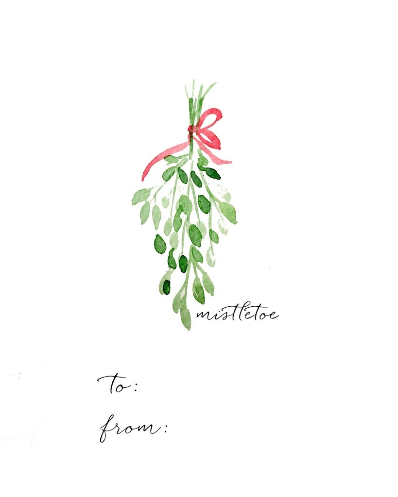 Watercolor Christmas Gift Tag Diy And Free Printables - Free Printable Mistletoe Tags
