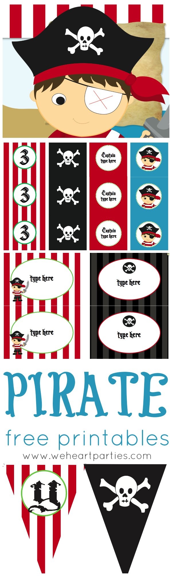 We Heart Parties: Free Printables Pirate Party Free Printables - Free Printable Pirate Cupcake Toppers