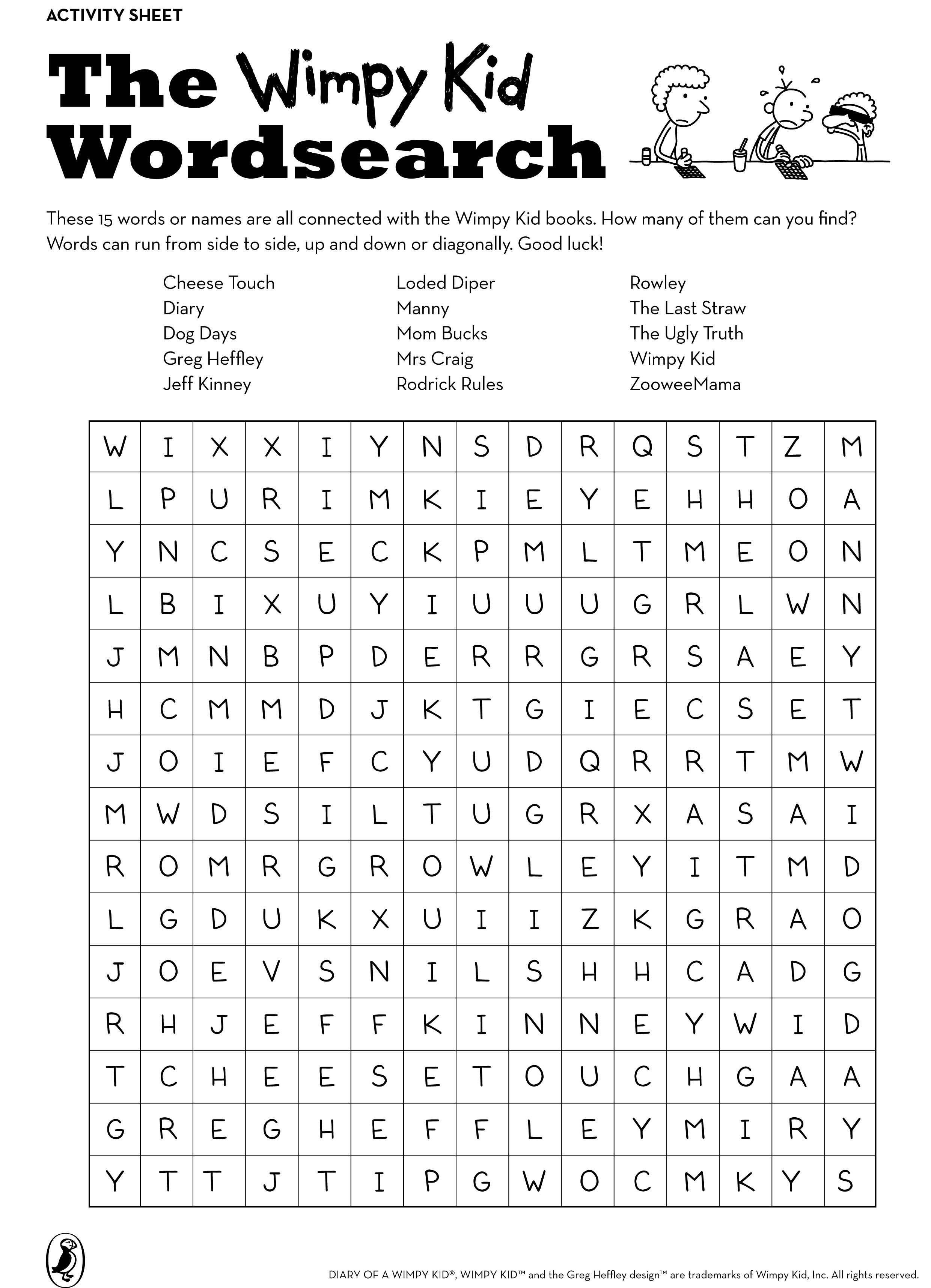 Wimpy Kid Wordsearch | Diary Of A Wimpy Kid | Kids Word Search, Kids - Free Printable Dinosaur Word Search