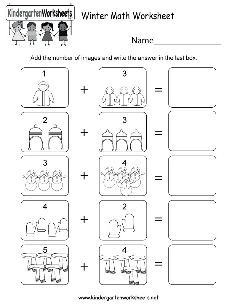 Winter Math Worksheet - Free Kindergarten Seasonal Worksheet For Kids - Free Printable Winter Preschool Worksheets