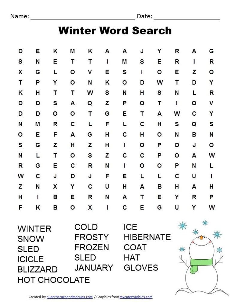 Winter Word Search Free Printable | Winter | Winter Word Search - Free Printable Word Searches