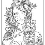 Woman Flowers   Anti Stress Adult Coloring Pages   Free Printable Coloring Books For Adults