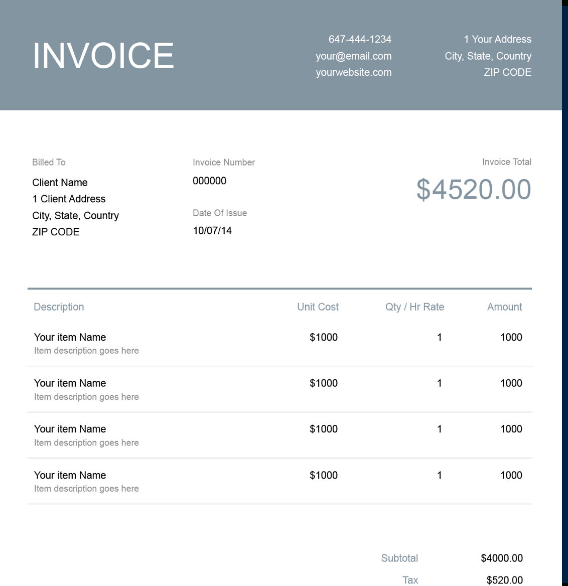Word Invoice Template | Free Download | Send In Minutes - Invoice Templates Printable Free Word Doc