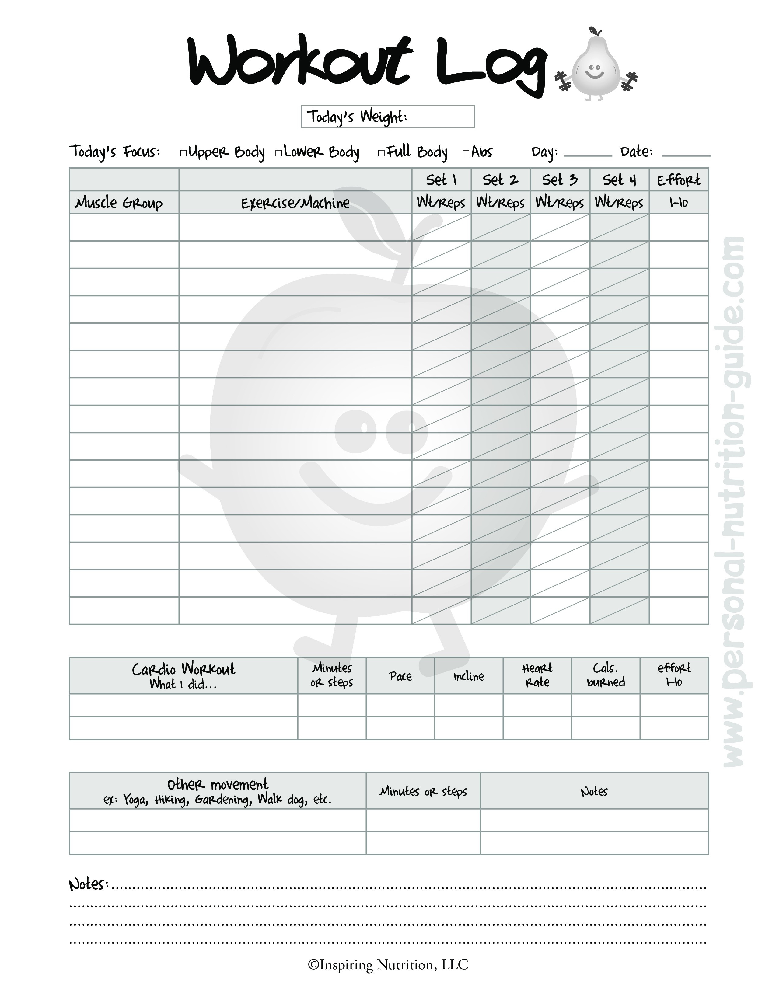 Workout Log Template Unique Free Printable Blank Workout Log - Free Printable Workout Log Template