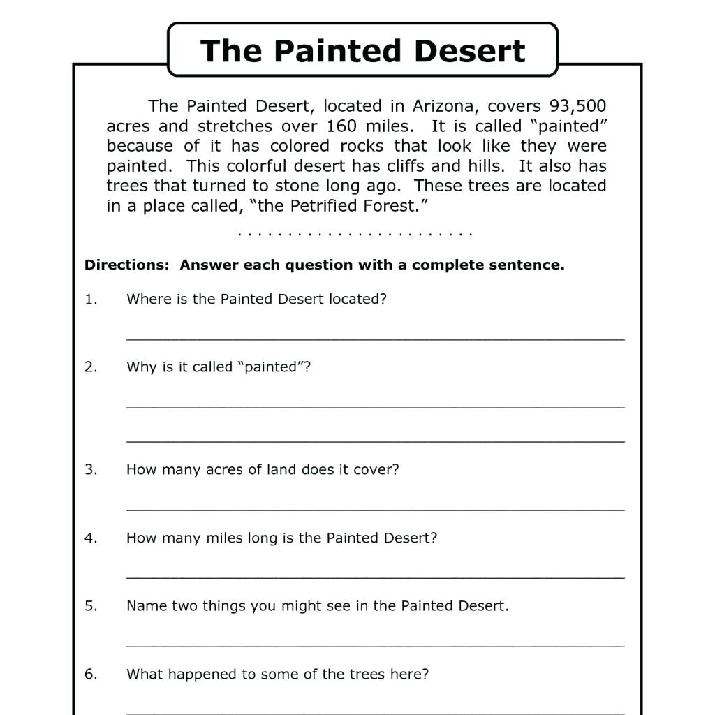 Comprehension Activities For 2Nd Grade Free Printable Reading Free 