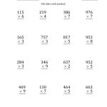 Worksheet : Multiplying 3 Digit Numbers1 Digit Numbers   Free Printable 3Rd Grade Worksheets