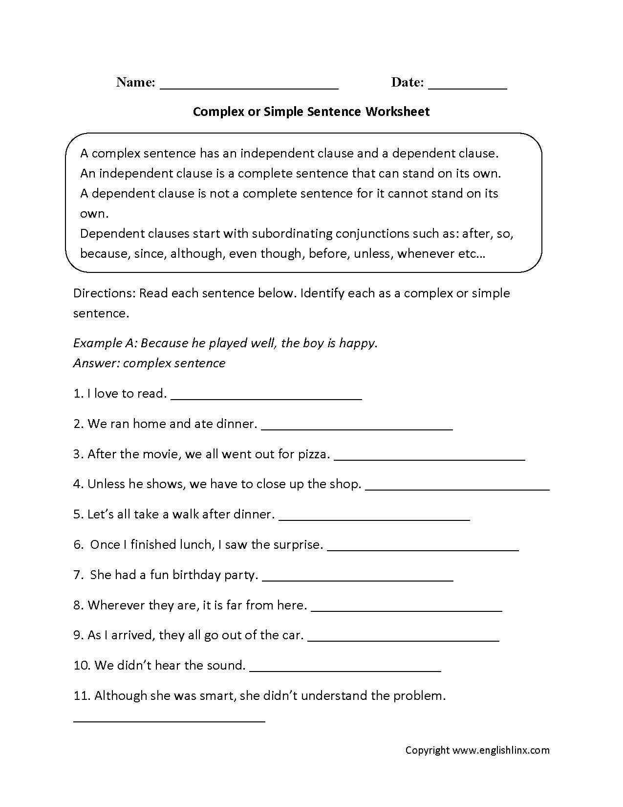 Free Printable Worksheets On Diagramming Sentences Grade 5