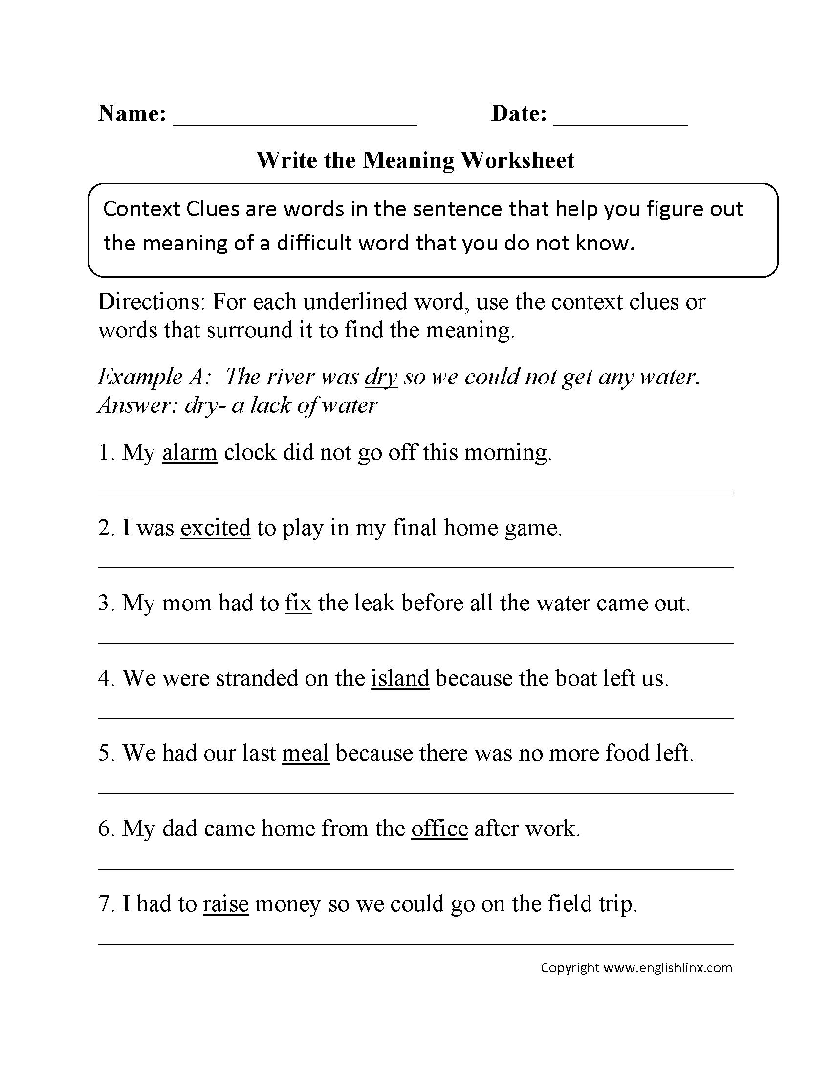 Free Printable 5Th Grade Context Clues Worksheets Free Printable A To Z