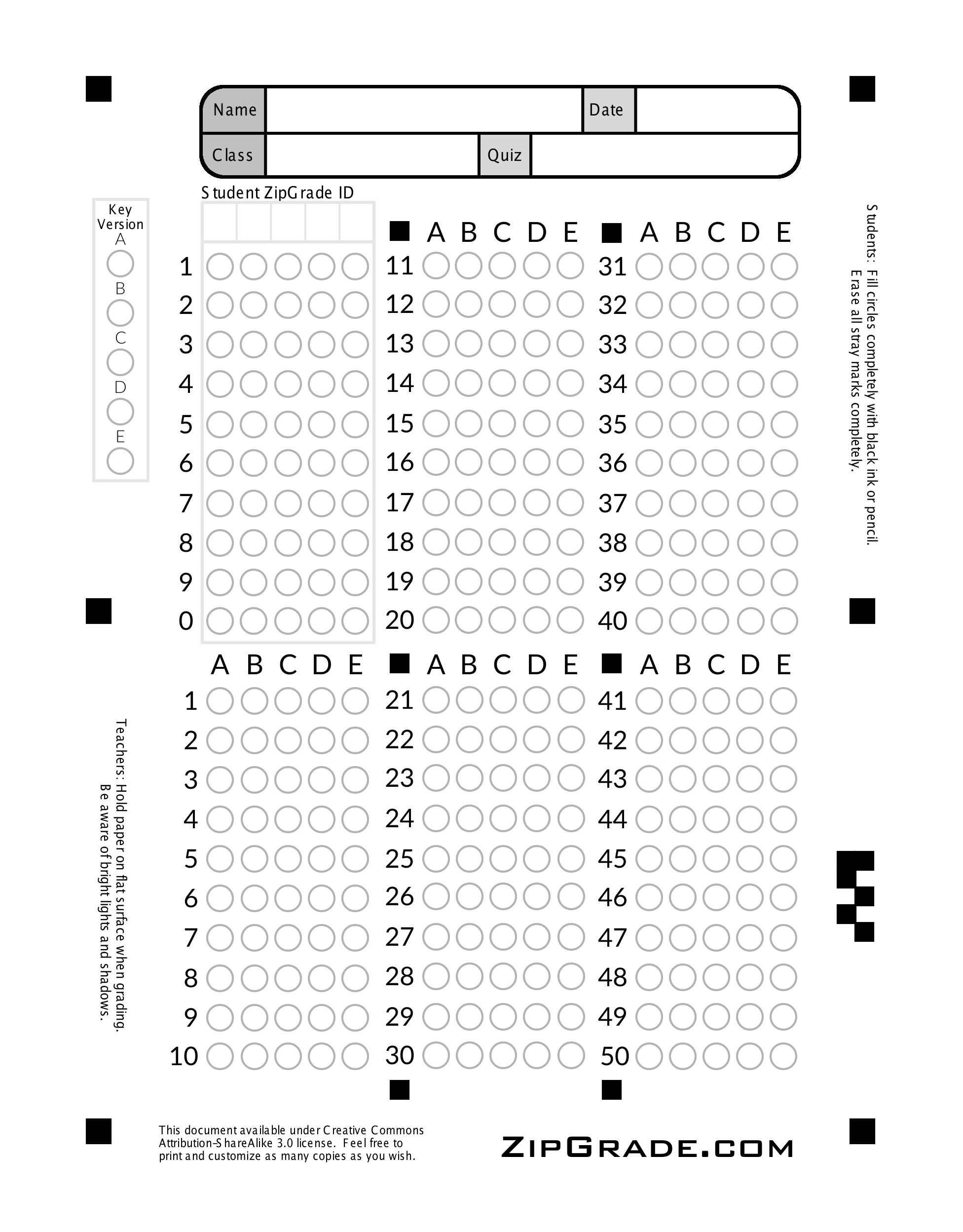 Printable 50 Question Answer Sheet Pdf Multiple Choice A B C D Free Printable Bubble Answer 7599