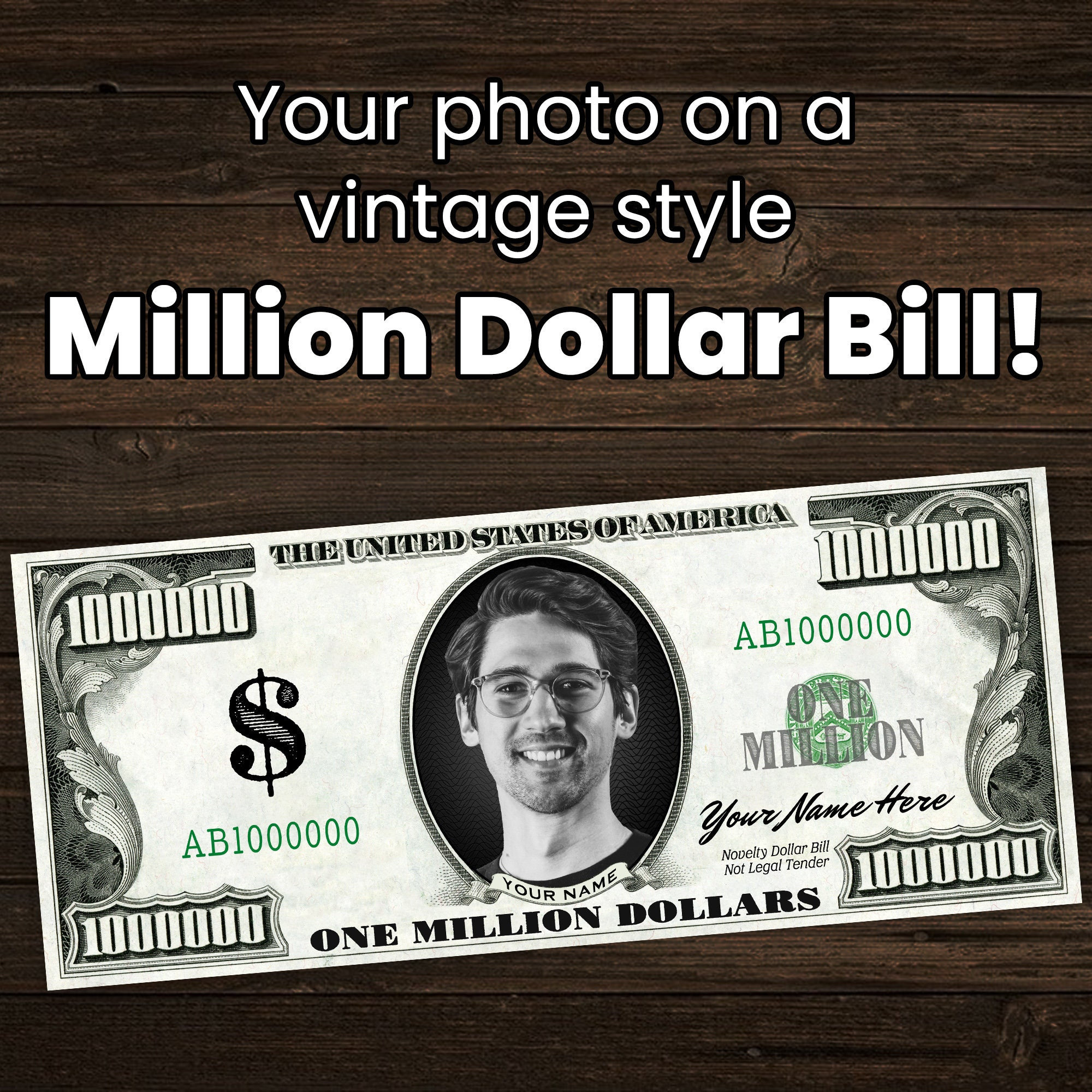 1 Million Dollar Bill - Etsy with Free Printable Million Dollar Bill