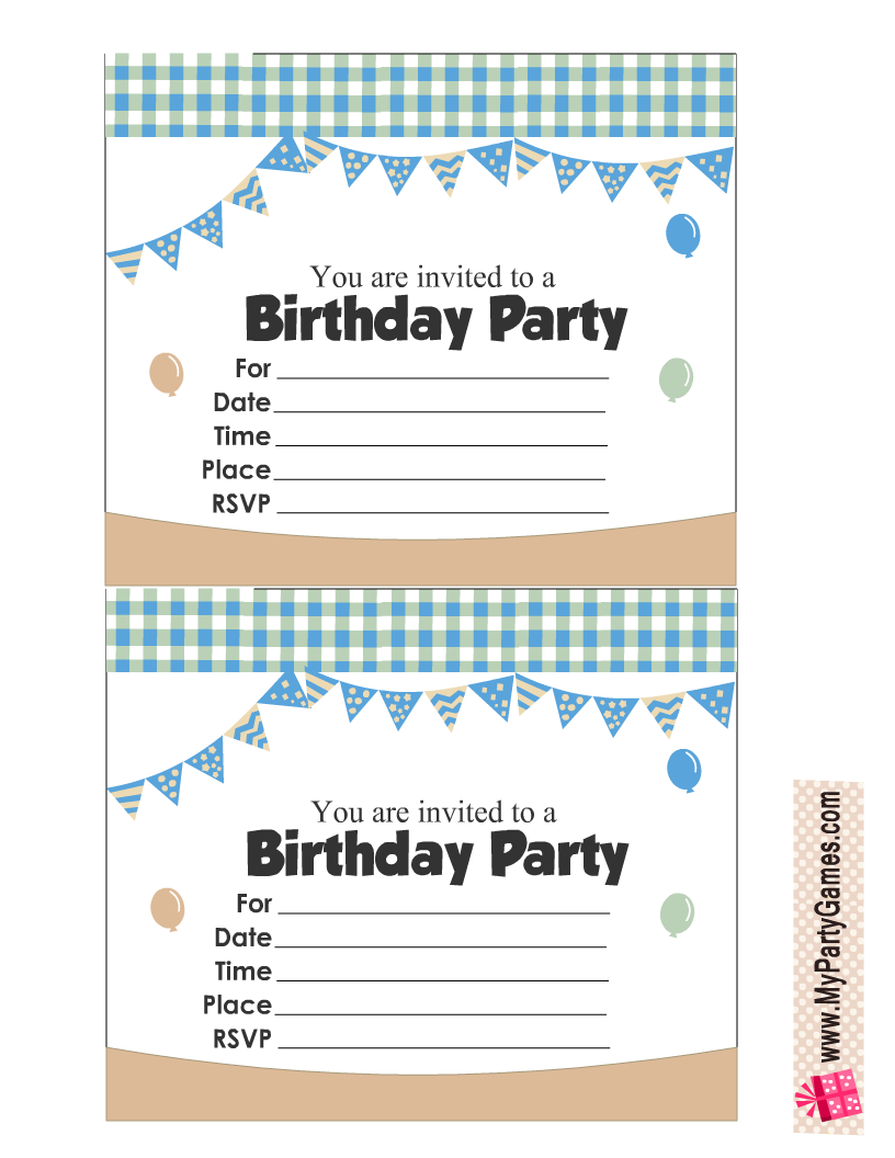 100 Free Printable Kids Birthday Party Invitations - Worksheets inside Free Printable Boy Birthday Invitations