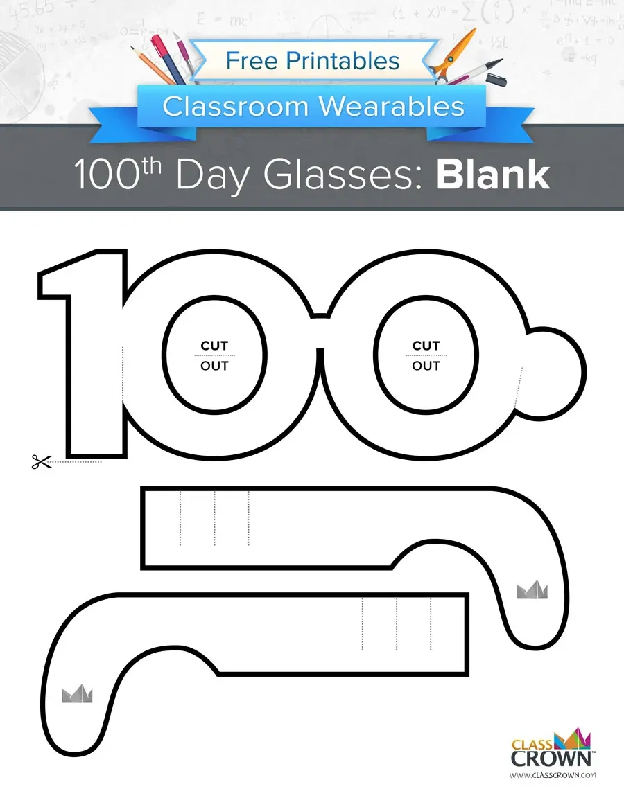 100Th Day Of School Glasses: Stars - Wearables | Classcrown pertaining to 100Th Day Of School Printable Glasses Free