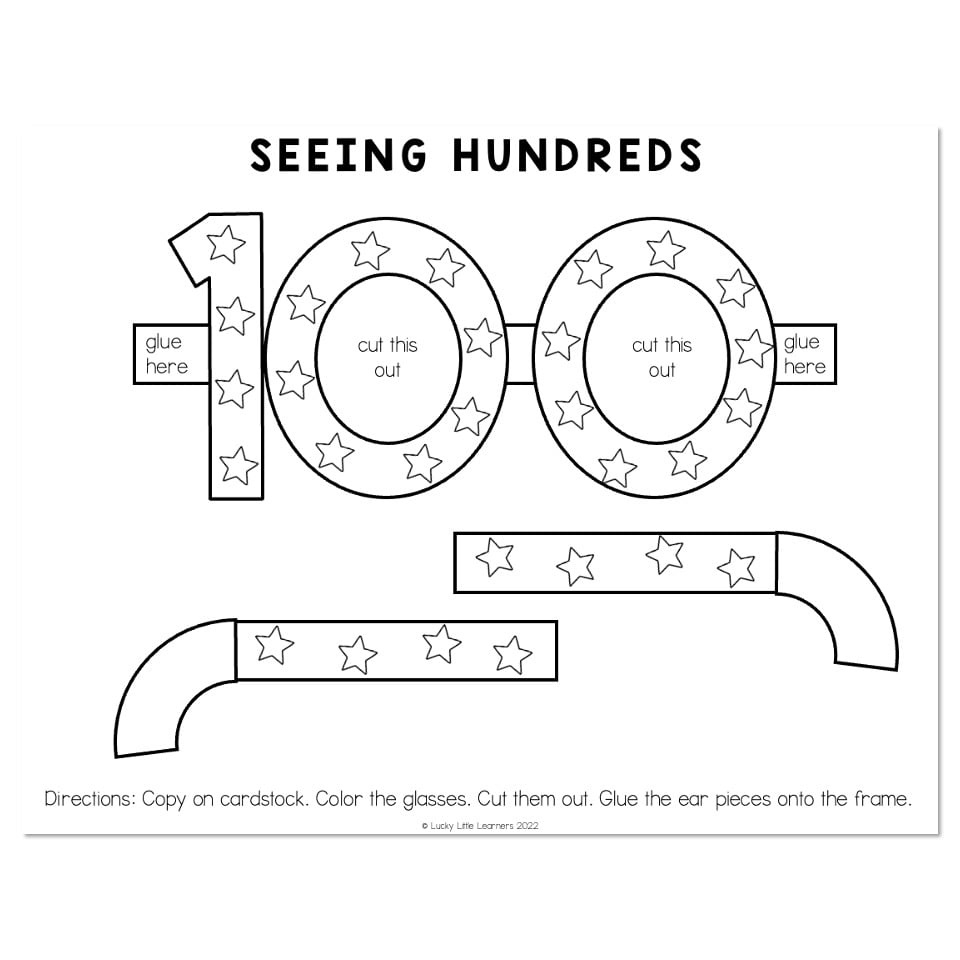 100Th Day - Seeing Hundreds Glasses - Lucky Little Learners regarding 100Th Day Of School Printable Glasses Free