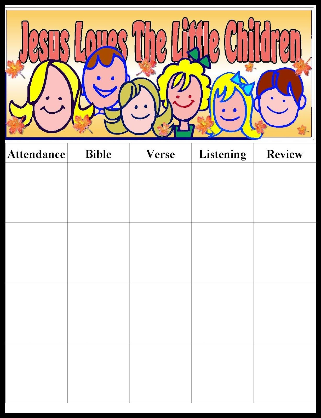 11 Attendance Charts For Sunday School Ideas | Attendance Chart pertaining to Sunday School Attendance Chart Free Printable