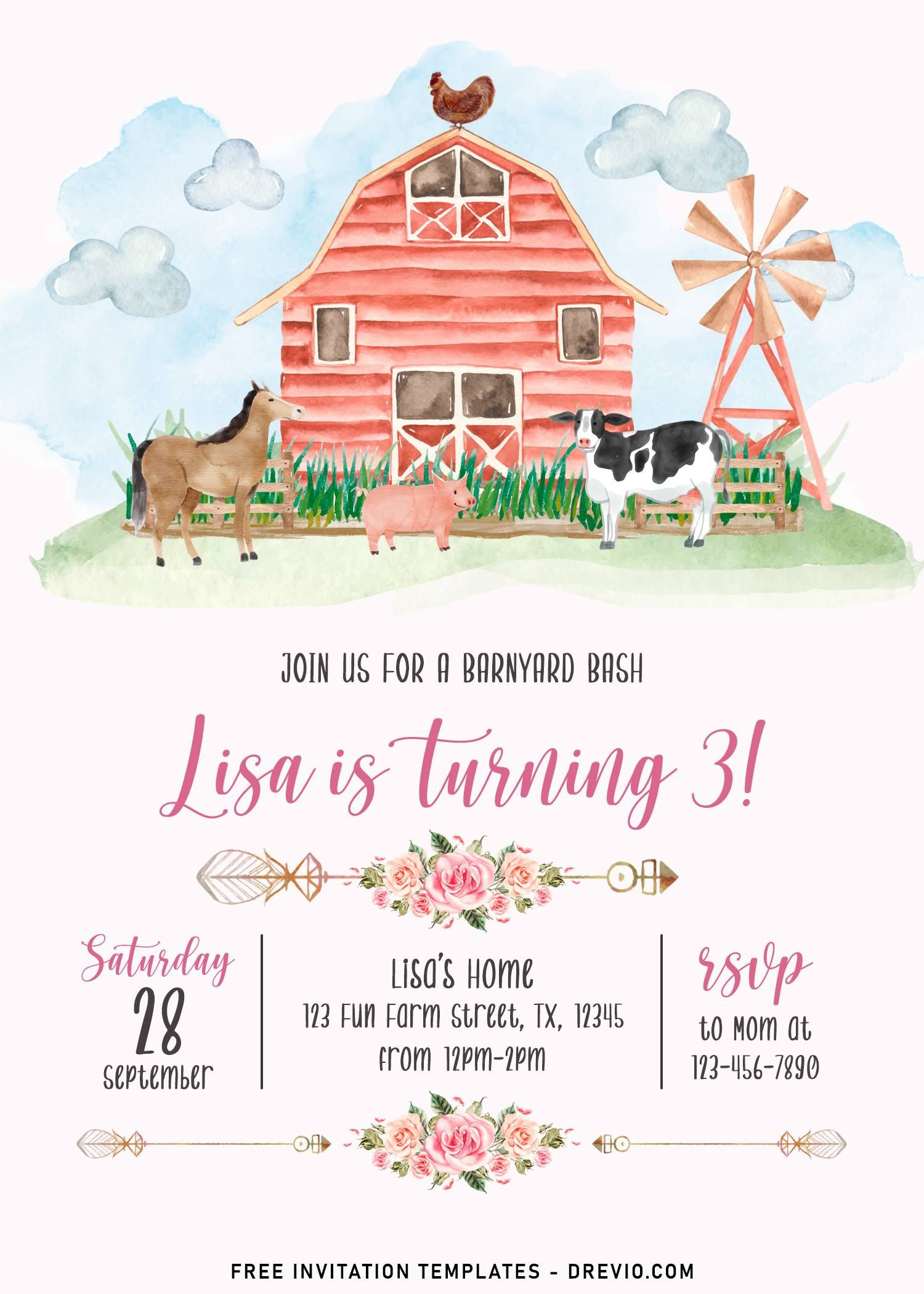 11+ Farm Animals Birthday Invitation Templates For Your Kids with Free Printable Farm Birthday Invitations