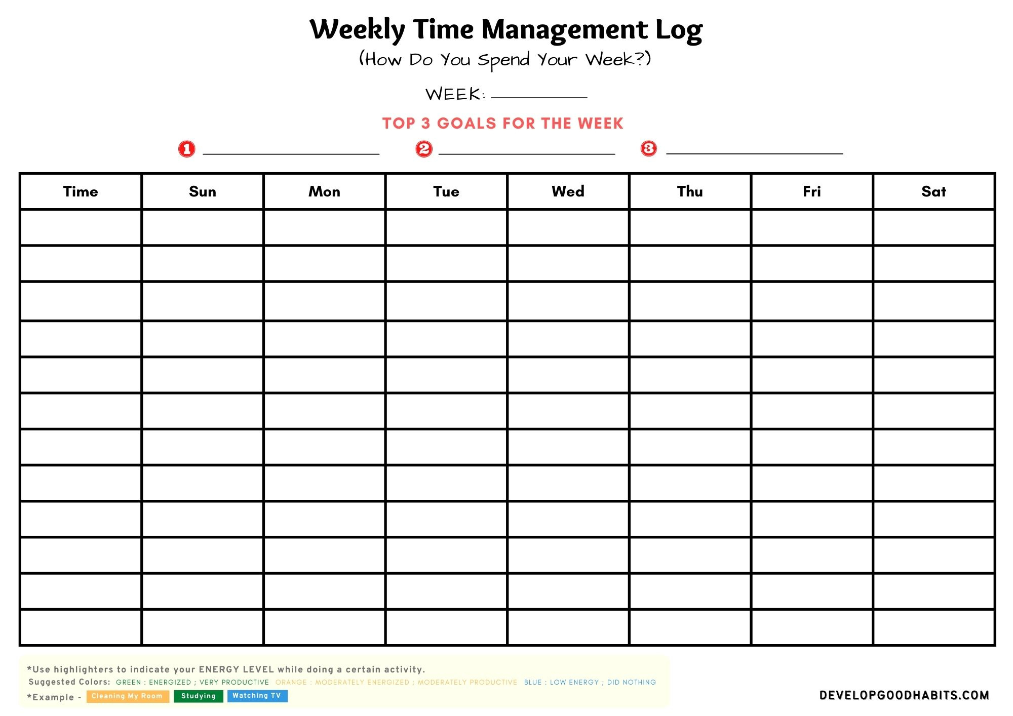 11 Free Time Management Worksheet For Students &amp;amp;Amp; Adults with Time Management Forms Free Printable