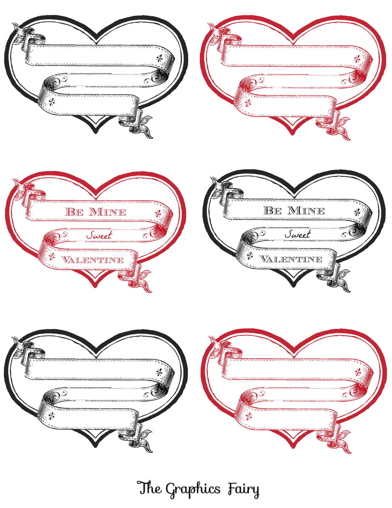 12+ Printable Valentine Heart Images! - The Graphics Fairy inside Free Printable Heart Labels
