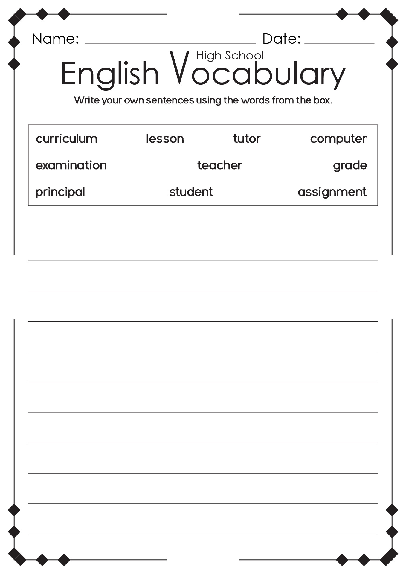 13 High School English Language Arts Worksheets - Free Pdf At throughout Free Printable Grammar Worksheets For Highschool Students