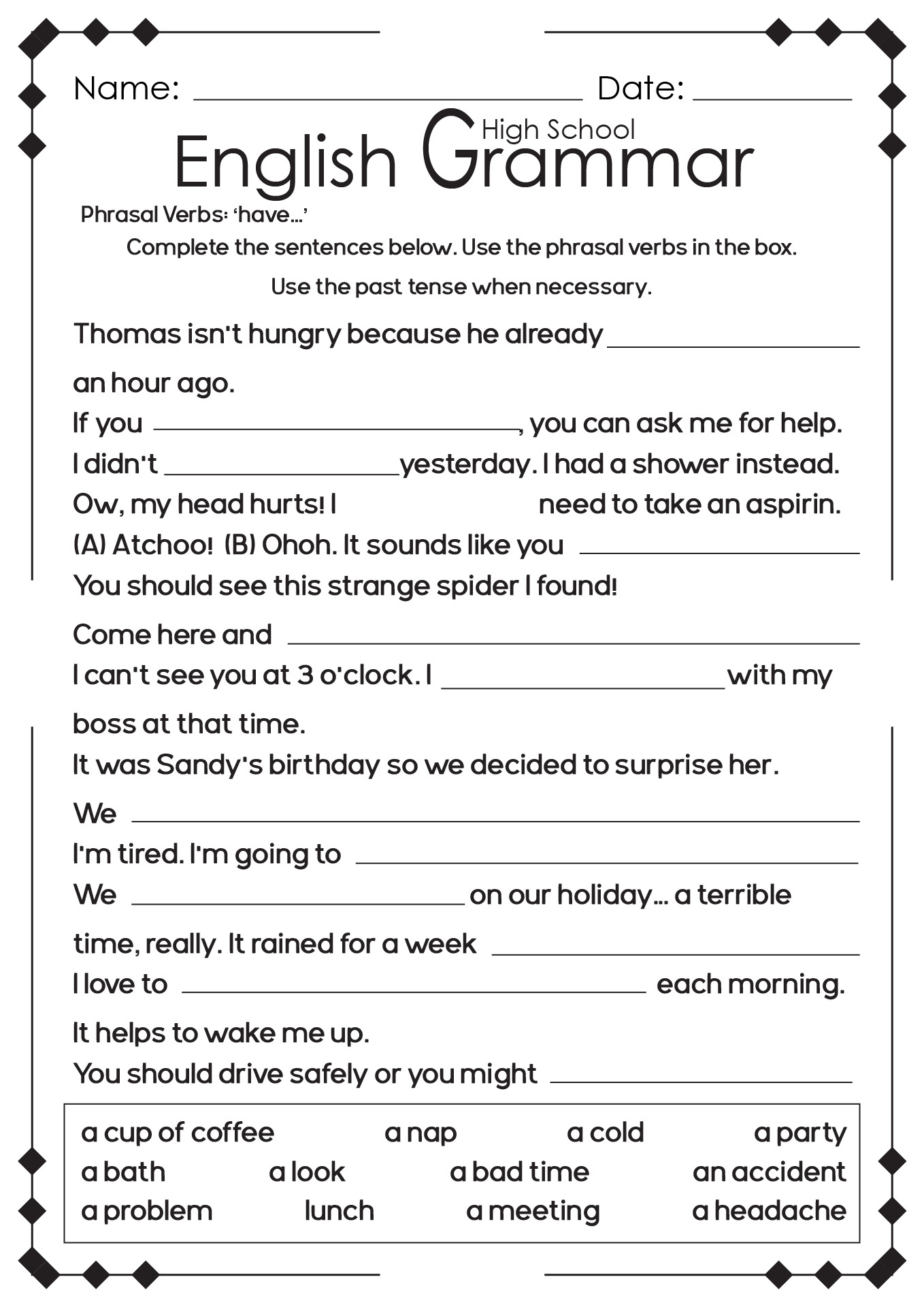 13 High School English Language Arts Worksheets - Free Pdf At throughout Free Printable Grammar Worksheets For Highschool Students