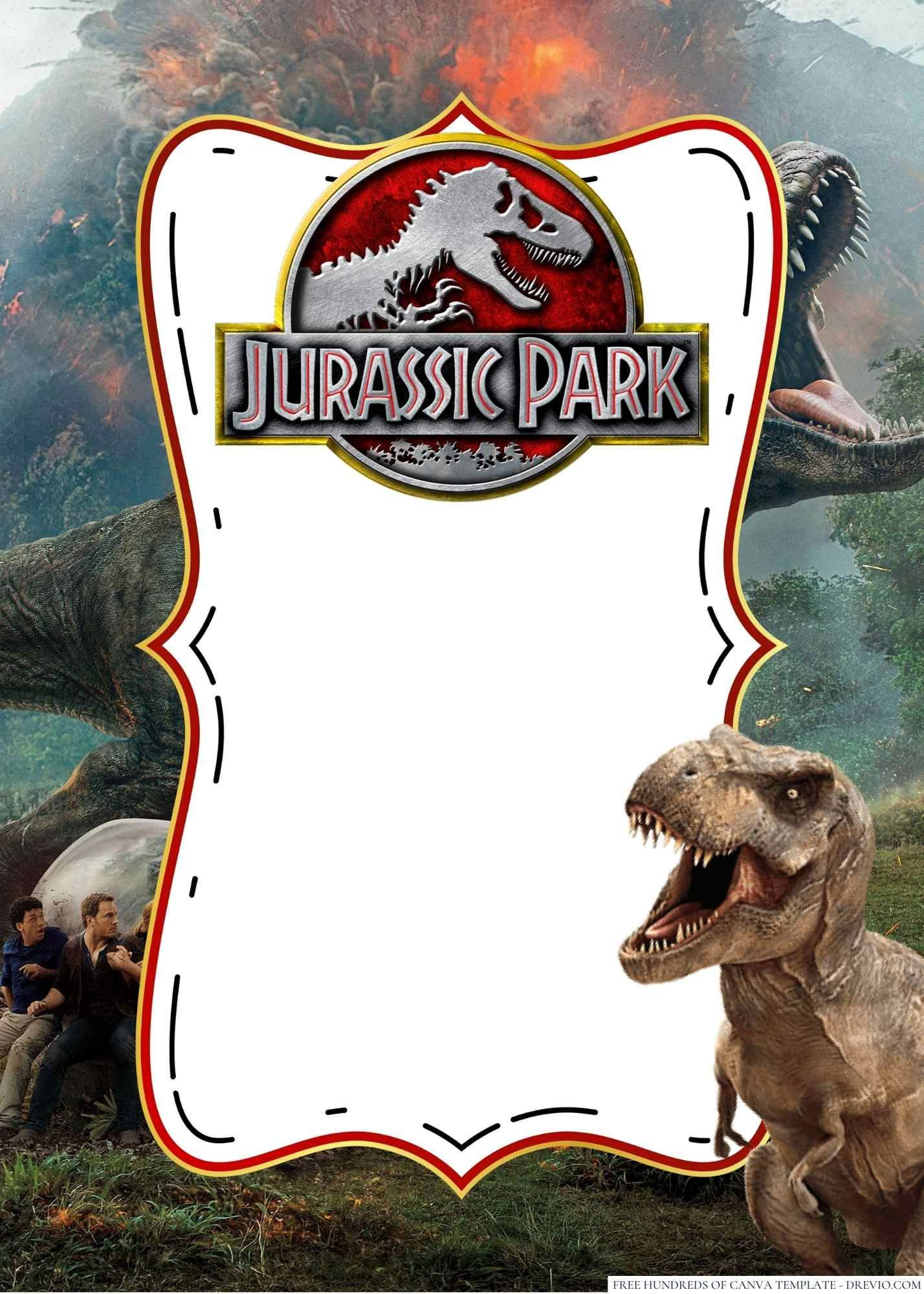 14+ Jurassic Park Canva Birthday Invitation Templates - Worksheets with regard to Free Printable Jurassic Park Invitations