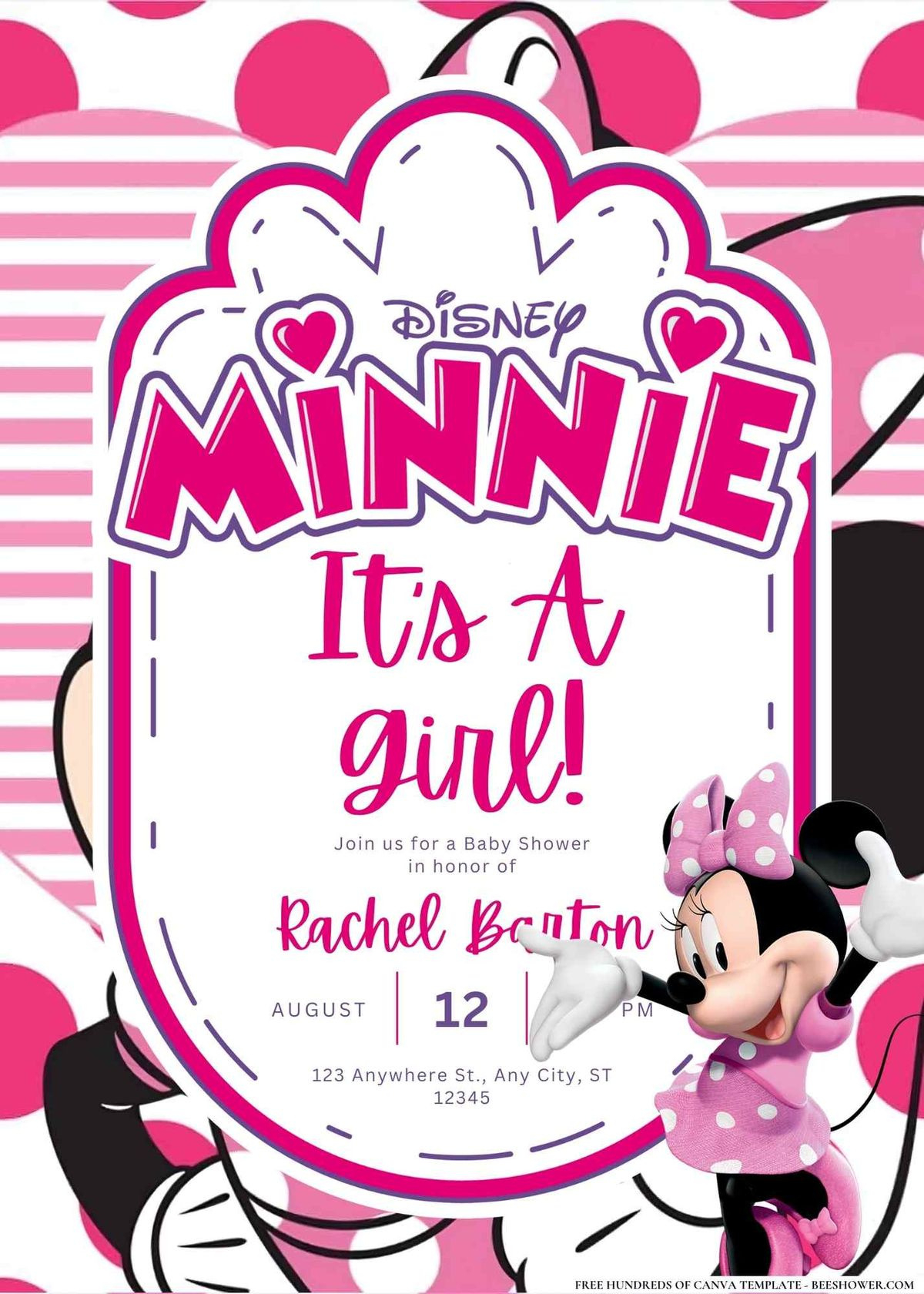 14+ Minnie Mouse Baby Shower Invitation Templates within Free Printable Minnie Mouse Baby Shower Invitations