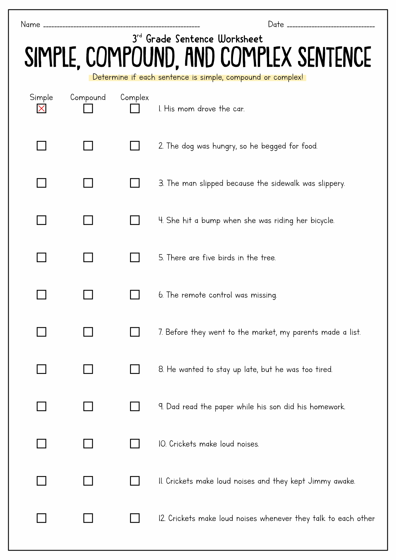 15 Complex Sentence Worksheets 7Th Grade - Free Pdf At Worksheeto pertaining to Free Printable Worksheets On Simple Compound And Complex Sentences