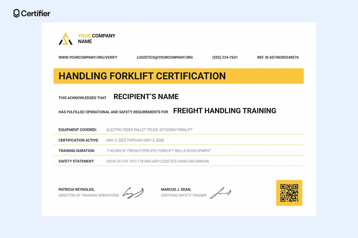 15 Forklift Certificate Templates: Free & Customizable pertaining to Free Printable Forklift License Template