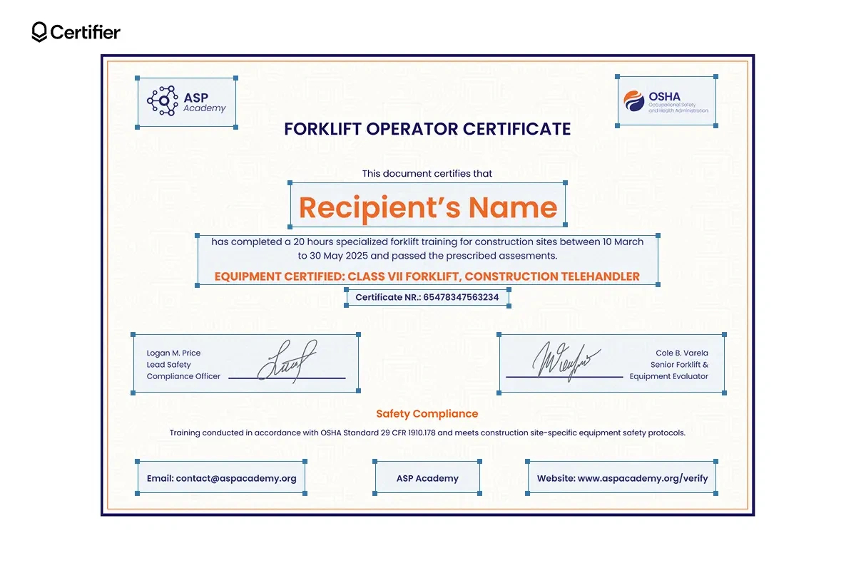15 Forklift Certificate Templates: Free & Customizable pertaining to Free Printable Forklift License Template