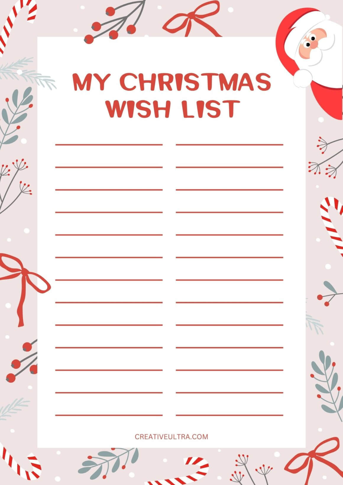 15 Free Printable Christmas Lists (Pdf Download!) regarding Free Printable Christmas Wish List