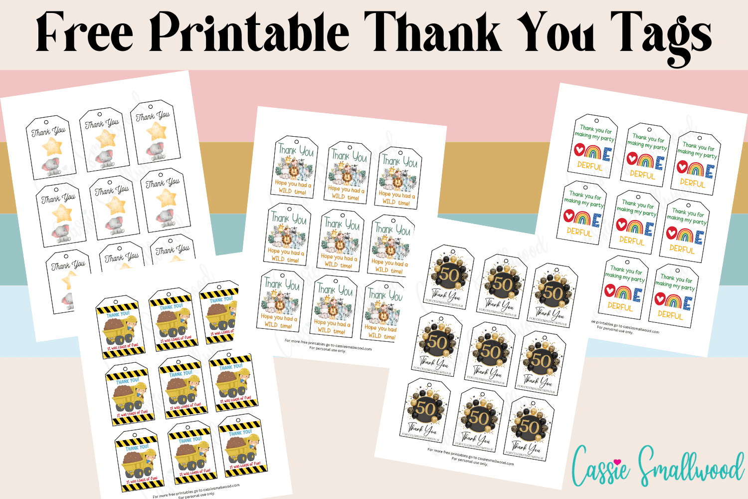 15 Insanely Cute Thank You Tags (Free Printable) - Cassie Smallwood regarding Free Printable Thank You Tags For Birthday Favors