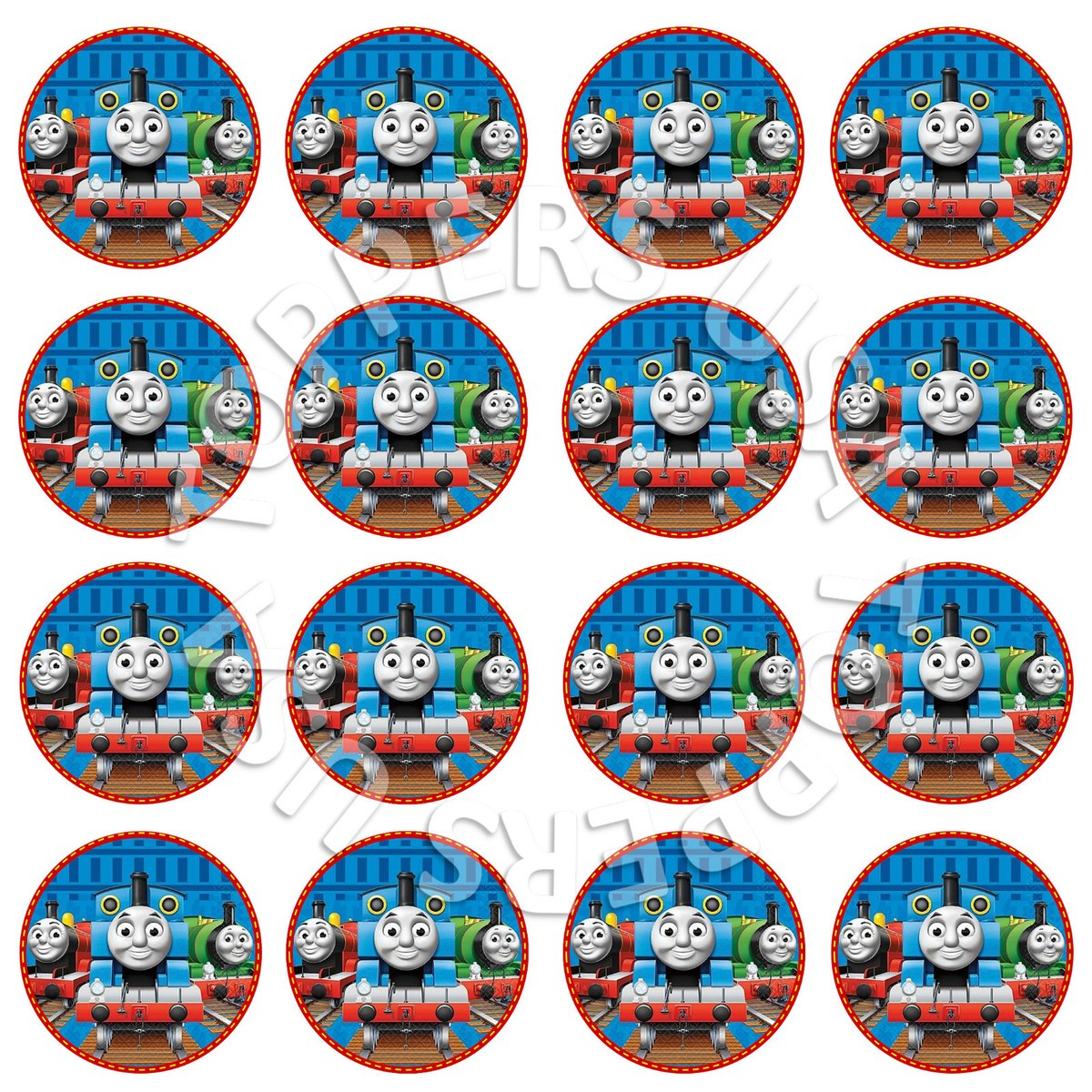 16X Edible Thomas The Tank Engine Train Cupcake Toppers Wafer Paper 4Cm (Uncut) in Free Printable Train Cupcake Toppers