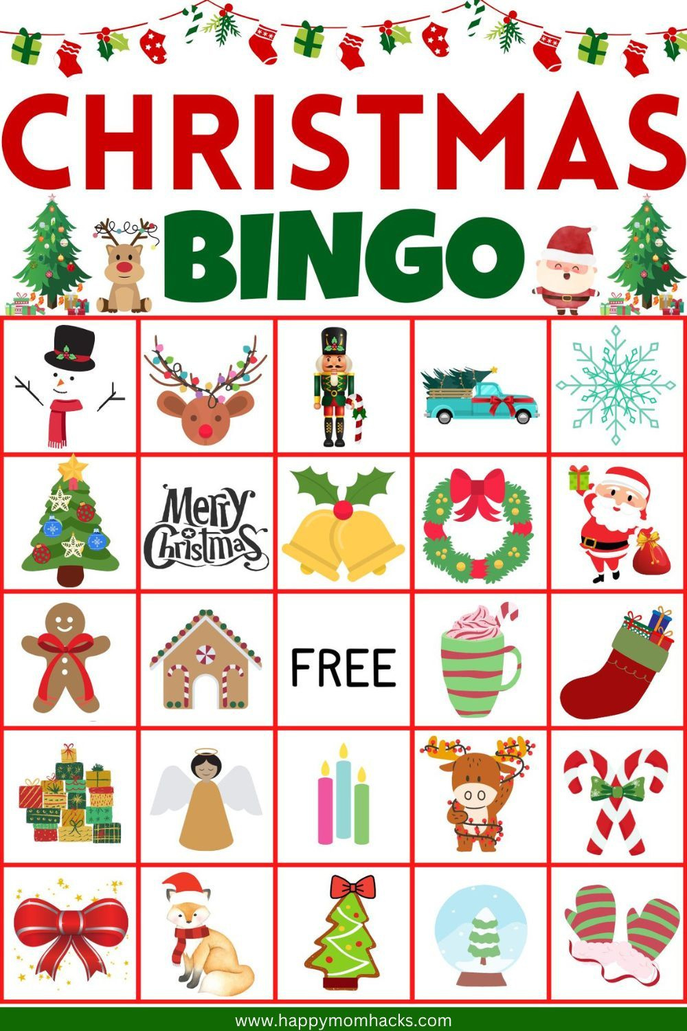 17 Best Free, Printable Christmas Bingo Games 2023 - Worksheets intended for Free Printable Christmas Bingo