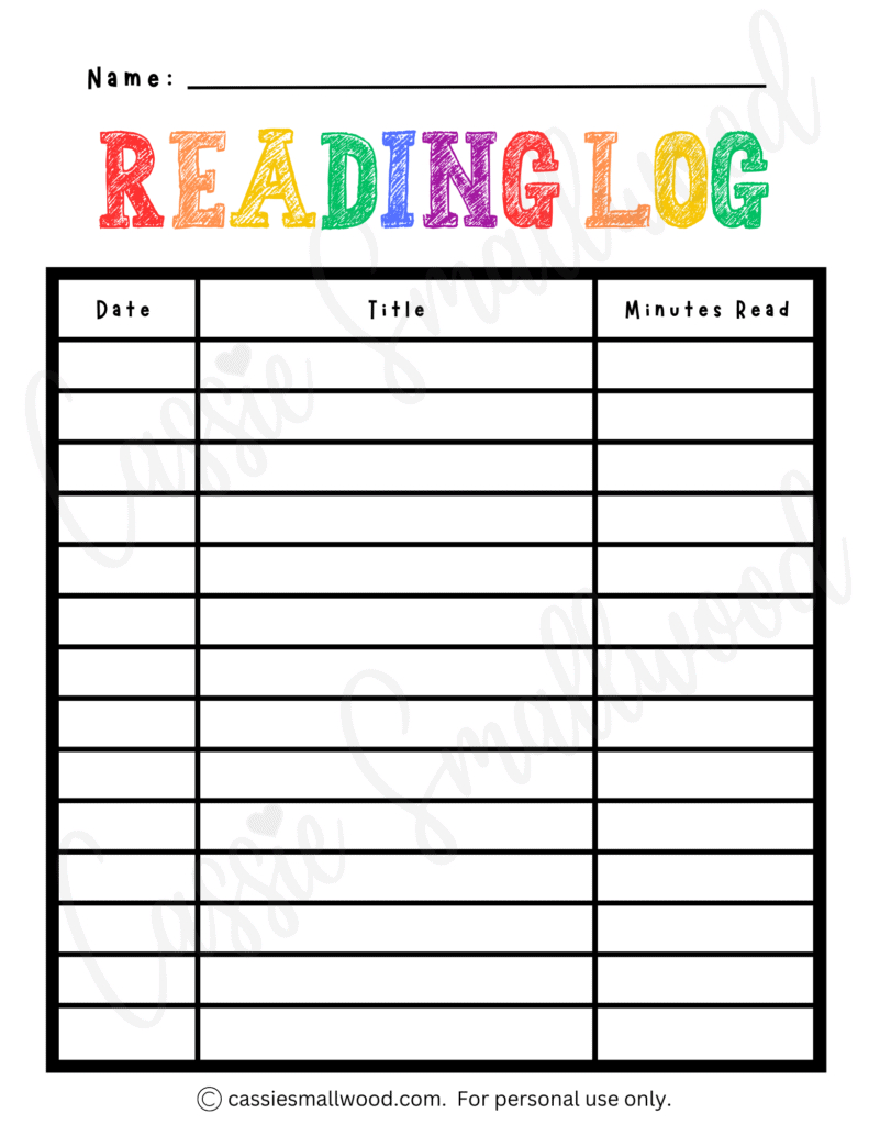 17 Cute Reading Logs {Free Printable} - Cassie Smallwood pertaining to Free Printable Reading Log
