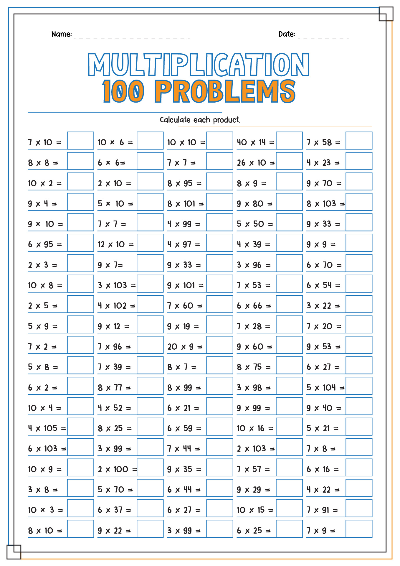 17 Hard Multiplication Worksheets 100 Problems - Free Pdf At pertaining to Free Printable Multiplication Worksheets 100 Problems