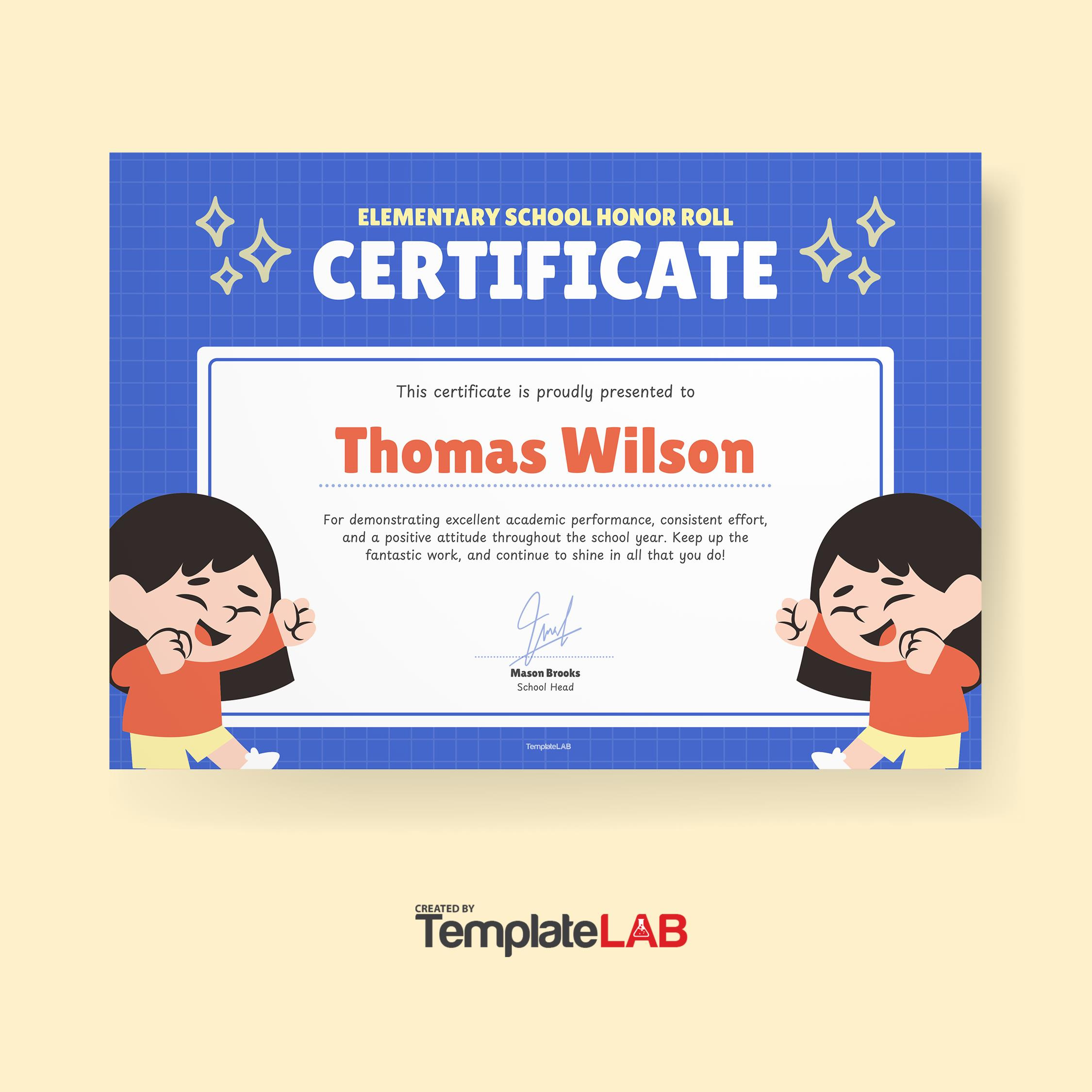 18 Printable Honor Roll Certificate Templates [100% Editable] inside Free Printable Honor Roll Certificates Kids
