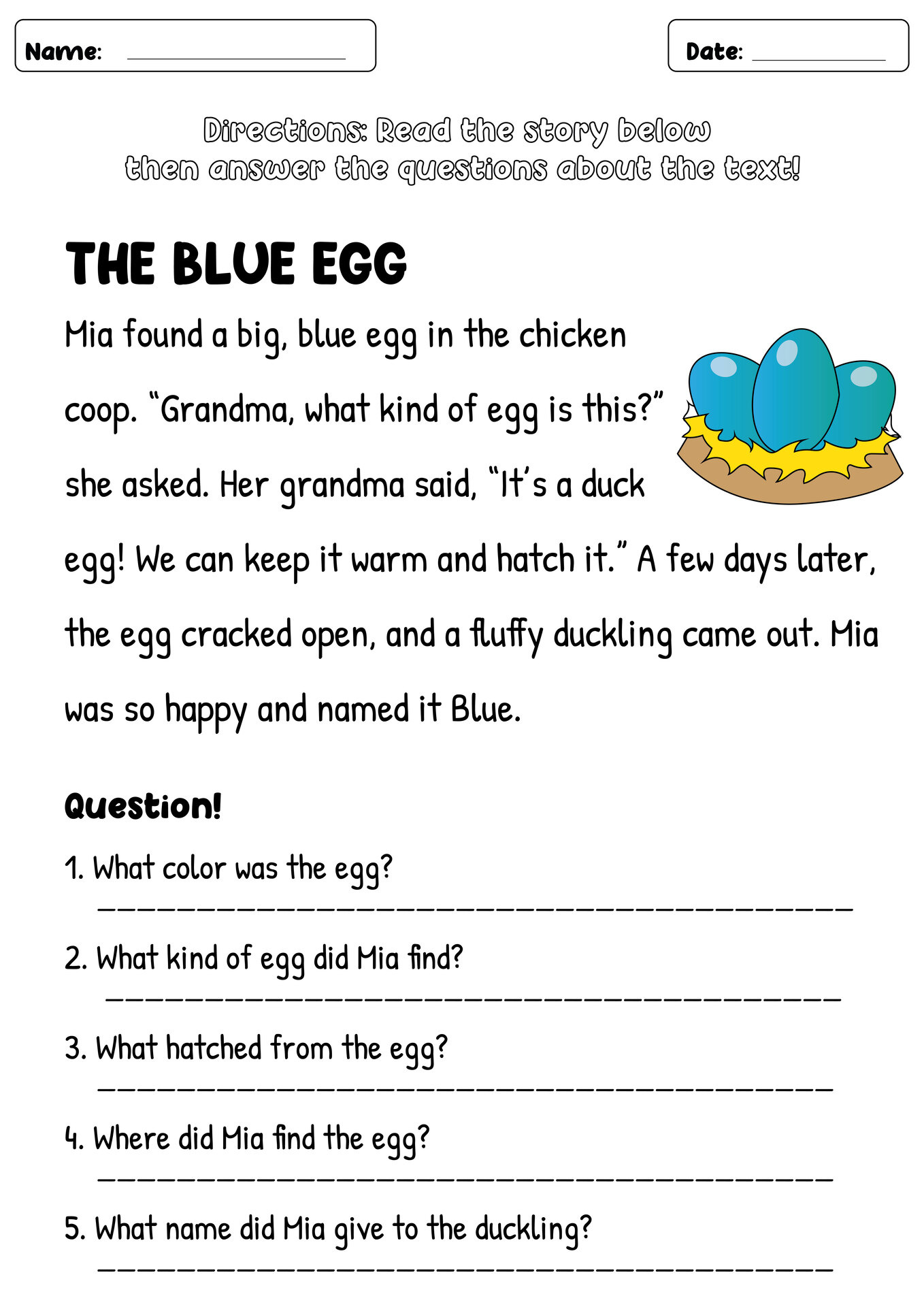 18 Wh-Questions Reading Comprehension Worksheets - Free Pdf At with Free Printable Short Stories With Comprehension Questions