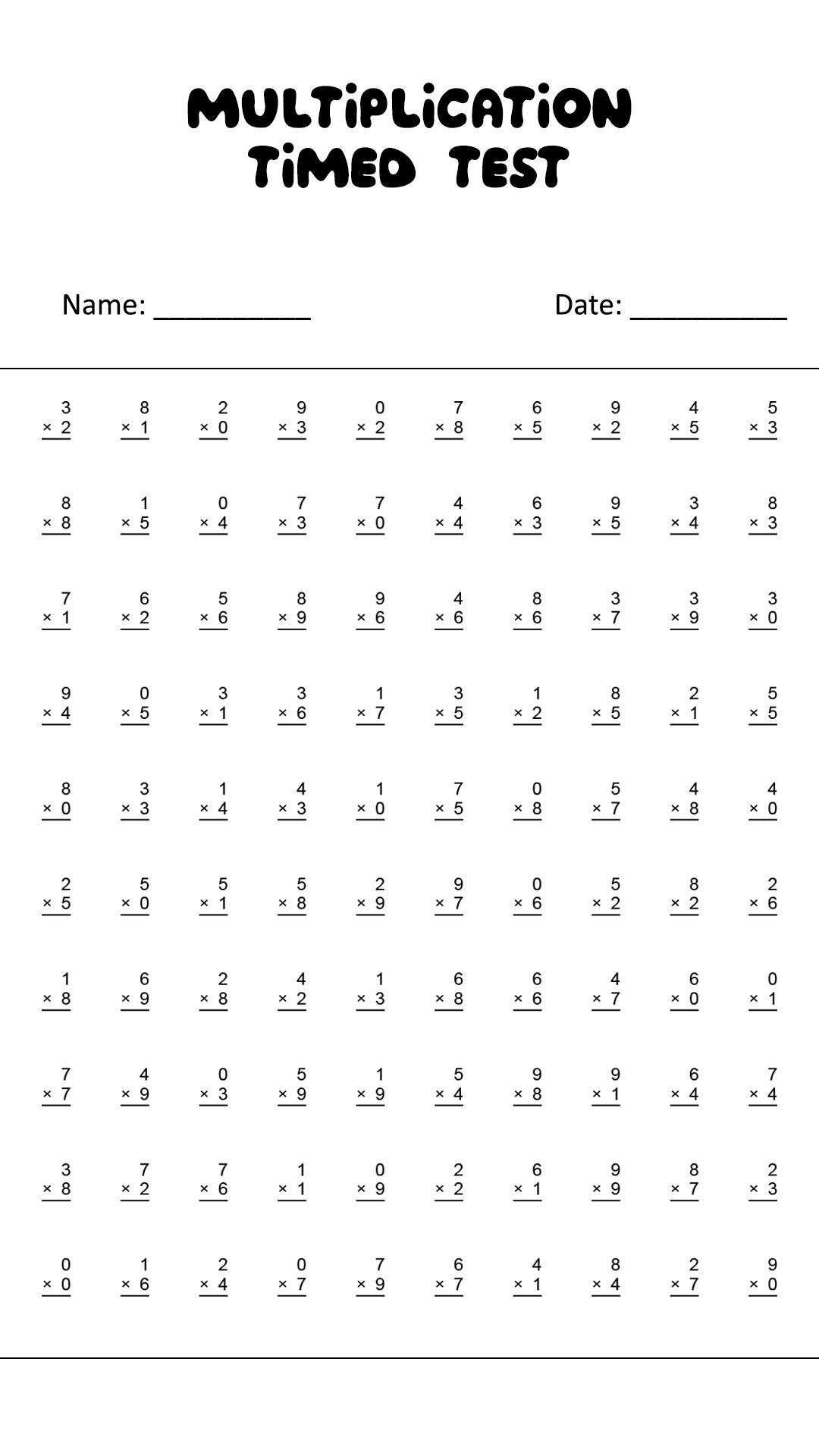 19 Timed Multiplication Worksheets - Free Pdf At Worksheeto intended for Free Printable Multiplication Timed Tests