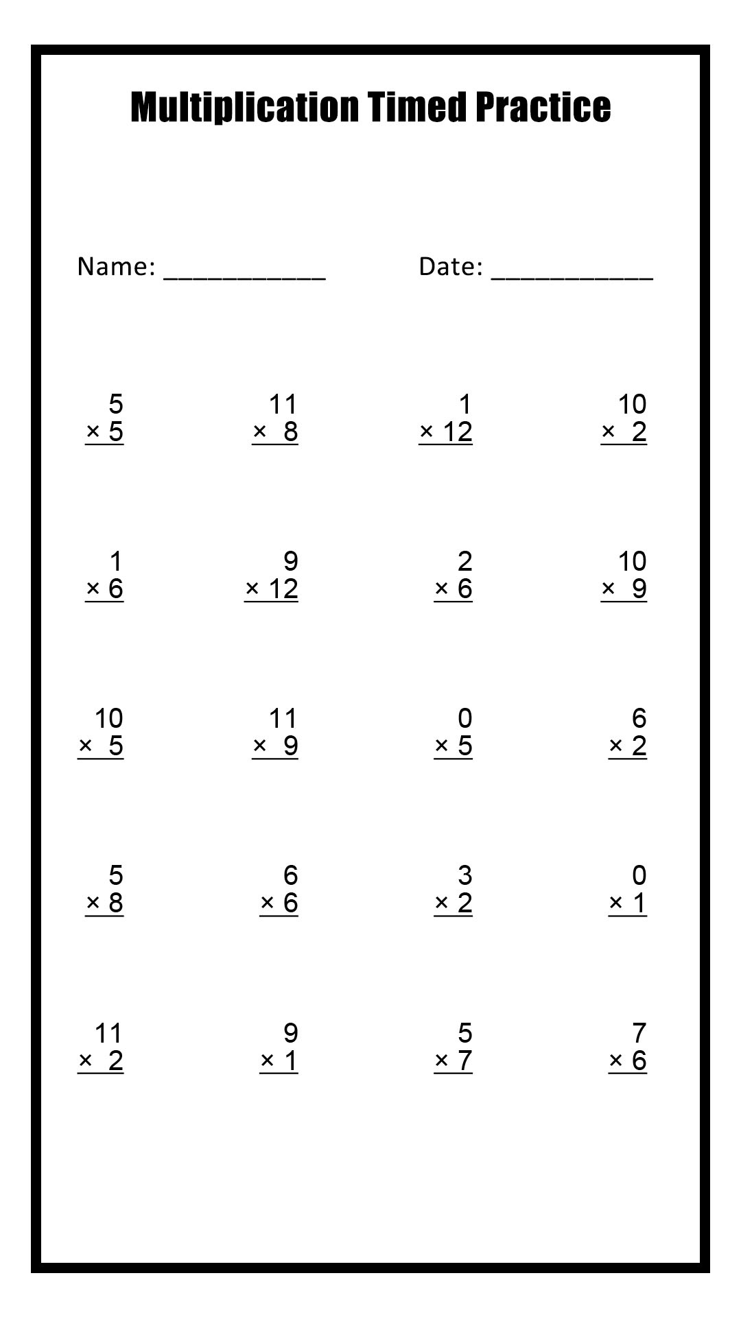 19 Timed Multiplication Worksheets - Free Pdf At Worksheeto with regard to Free Printable Multiplication Timed Tests