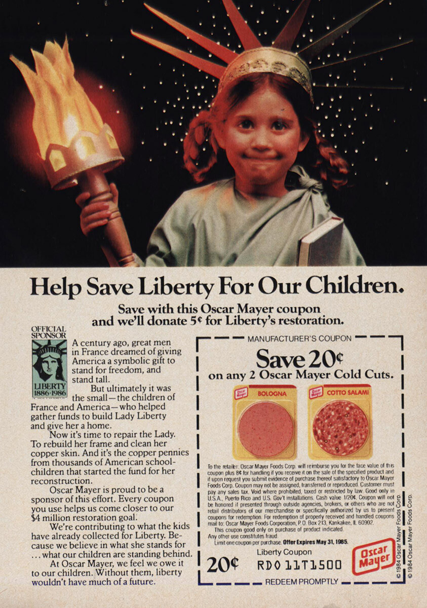 1984 Oscar Mayer: Save Liberty For Our Children Coupon Vintage throughout Free Printable Oscar Mayer Coupons
