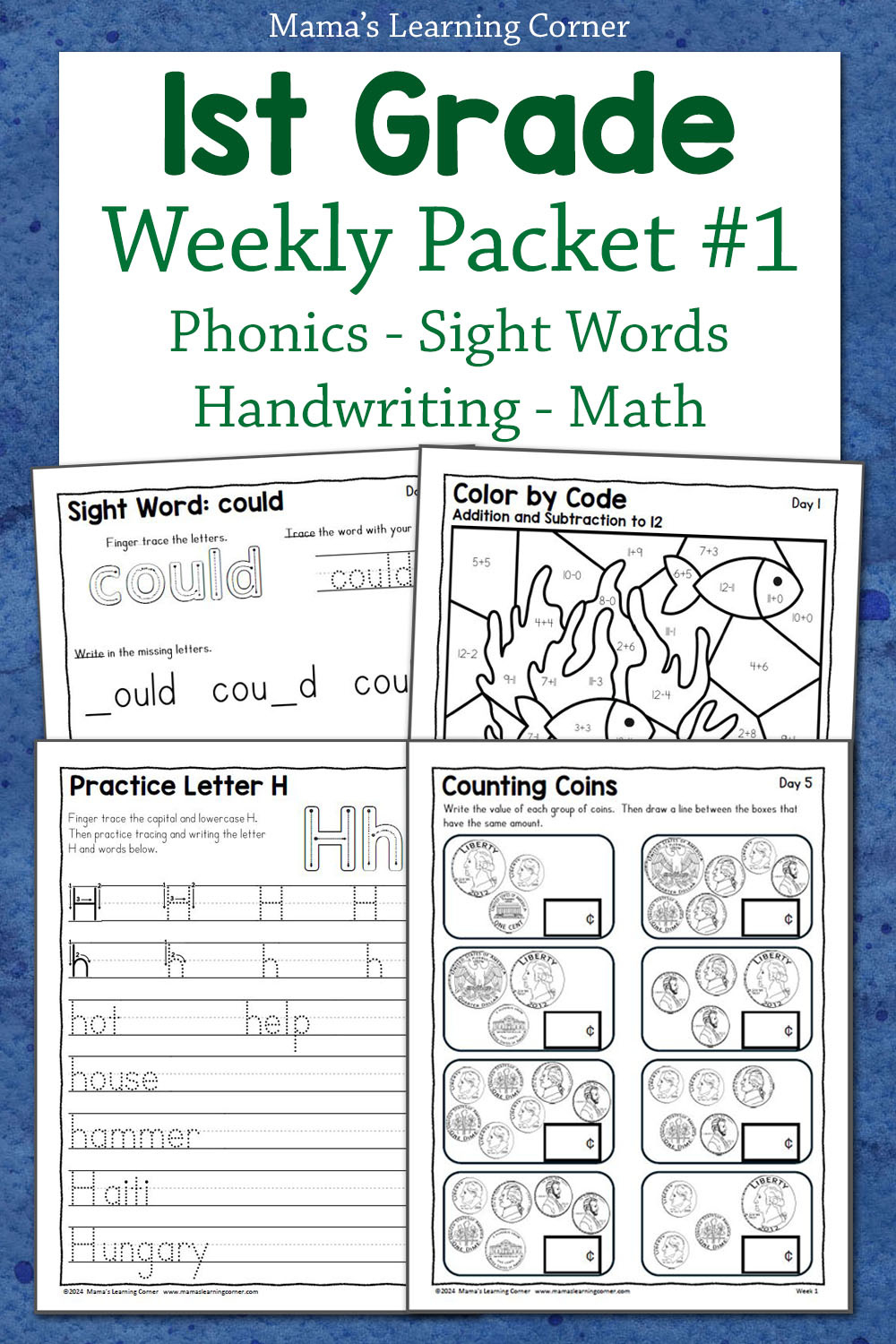 1St Grade Summer Review Worksheets – Week 1 - Mamas Learning Corner inside Free Printable First Grade Worksheets