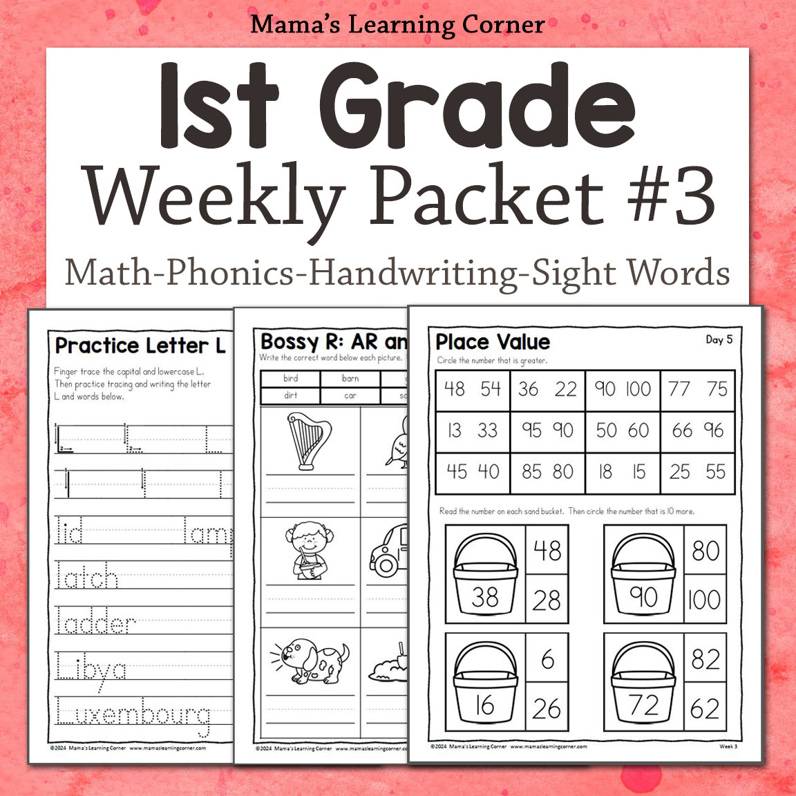 1St Grade Weekly Worksheet Packet #3 - Mamas Learning Corner regarding Free Printable Worksheets For 1St Grade