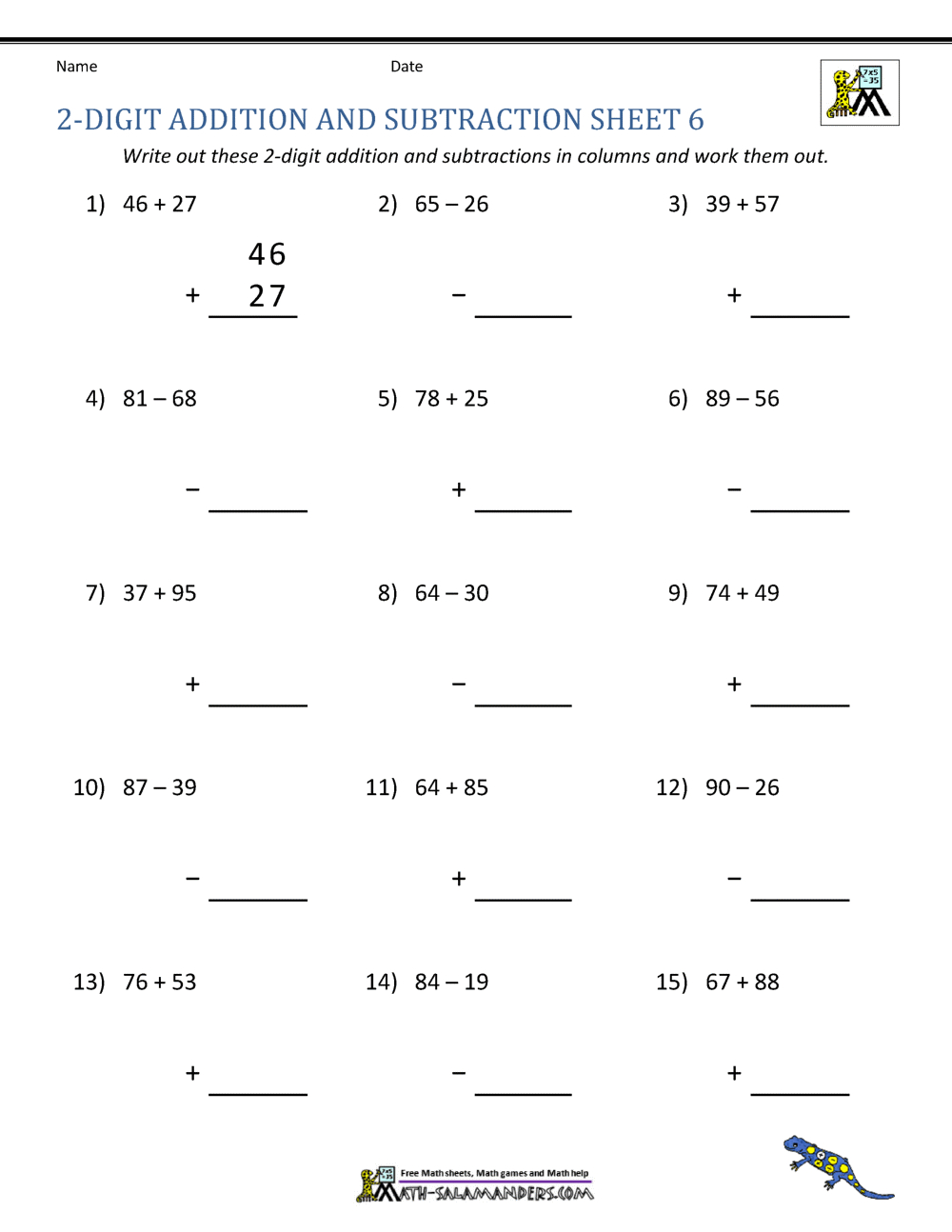 2 Digit Addition And Subtraction Worksheets - Worksheets Library throughout Free Printable Double Digit Addition And Subtraction Worksheets